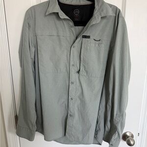 Wrangler Light Sage Green Button-Up Dry fit Shirt